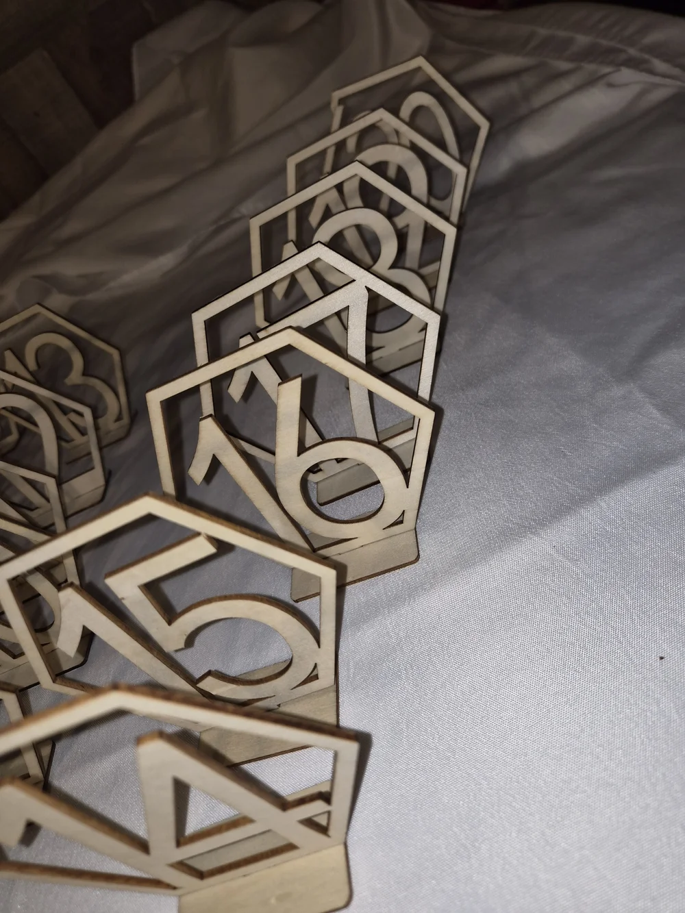 Wooden Hexagon Table Numbers - Natural Birch